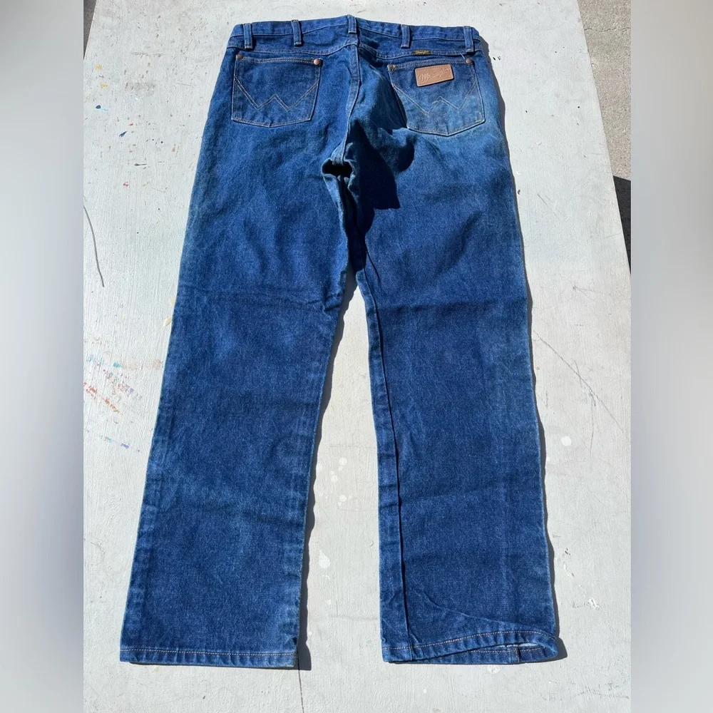 Men's Wrangler Jeans Blue 13MWZ 36x30 Western USA Cowboy Rodeo Slim Ranch Denim‎